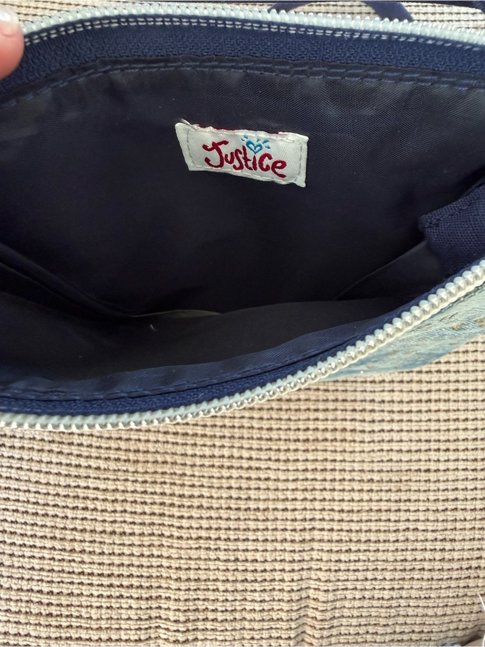 Justice denim “H” monogram girls’ purse, with silver and gold glitter - Picture 3 of 7